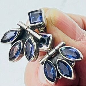 Vintage Sterling Silver Grape Amethyst Articulated Dangle Gemstone Earrings